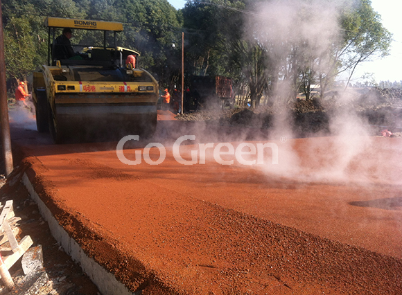 Proyecto de asfalto de color naranja en caliente en Zhejiang