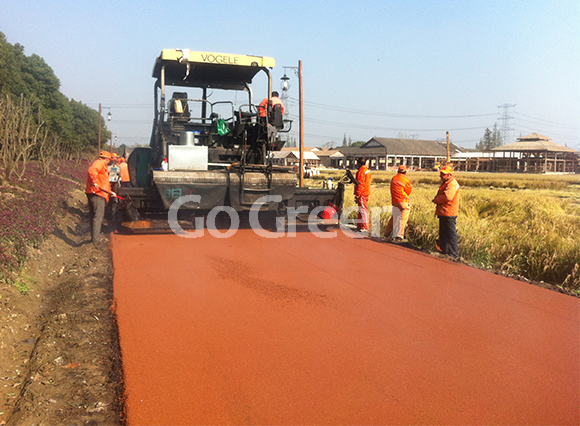 Proyecto de asfalto de color naranja en caliente en Zhejiang