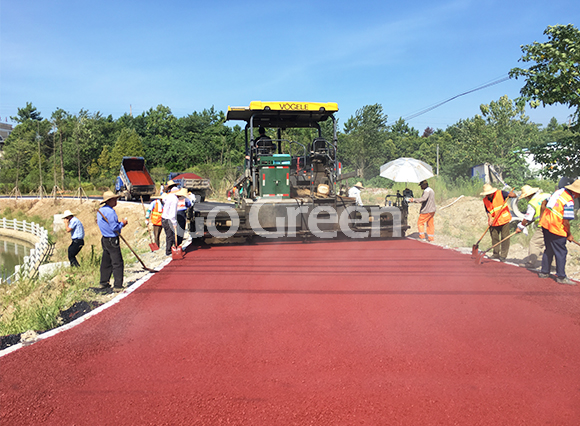 Proyecto de asfalto de color Red Hot Mix en la ciudad de Huangshi