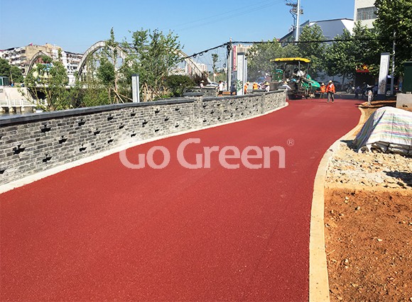 Proyecto de asfalto de color Red Hot Mix en la ciudad de Huangshi