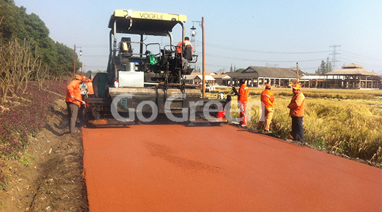 Proyecto de asfalto de color naranja en caliente en Zhejiang